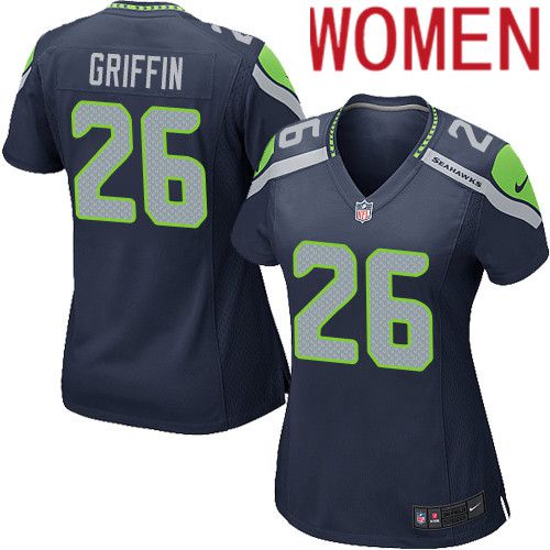 Women Seattle Seahawks 26 Shaquill Griffin Nike Navy Game NFL Jersey